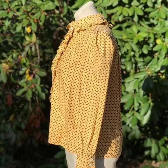 Vintage Ralph Lauren Prairie Shirt Yellow Print 8
